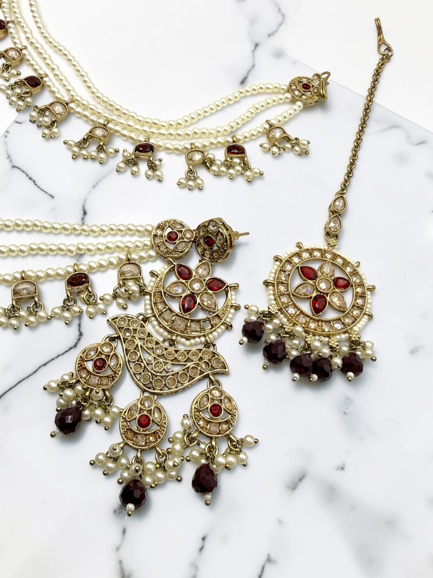 Ambalika अंबालिका Polki Earring Saharay in Maroon