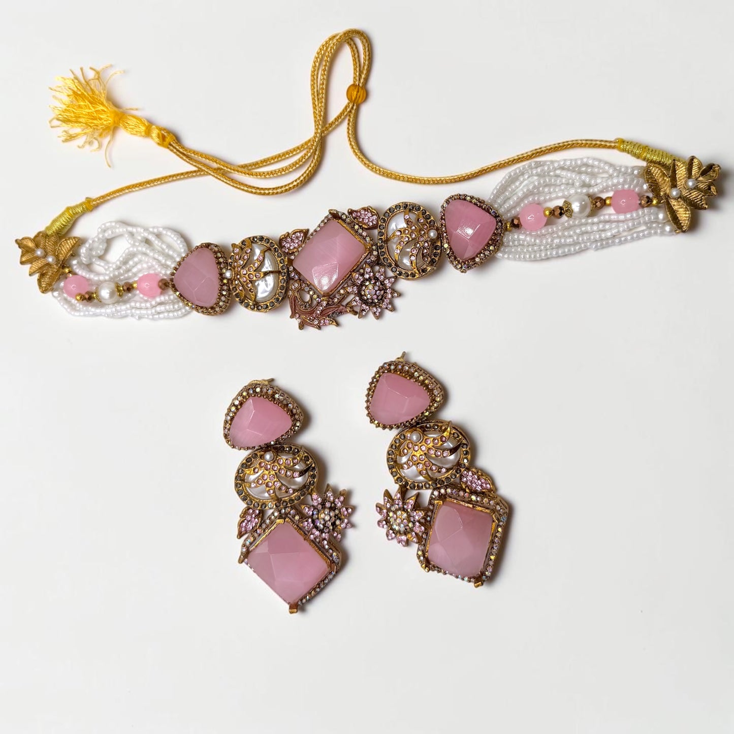 Damla Turkish Choker Set in Pink