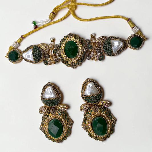 Alara Turkish Choker Set in Green