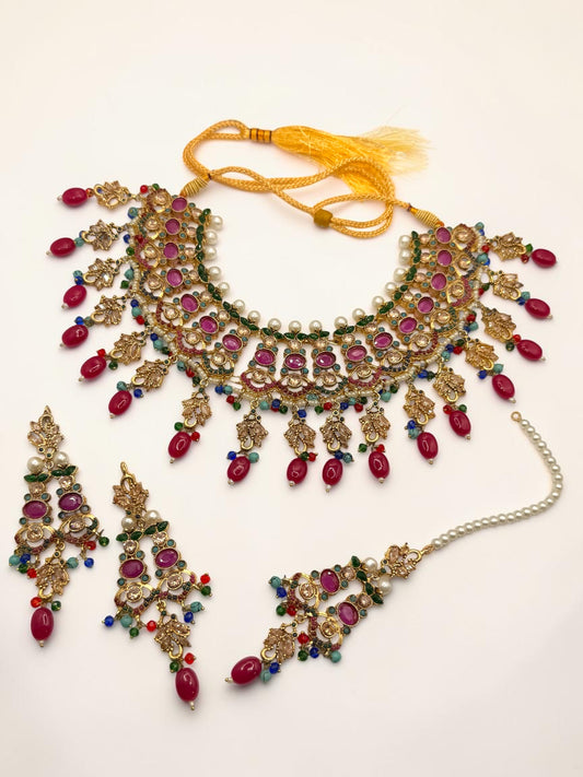 Husna حسنى Naurathan Bridal Set in Multicolor