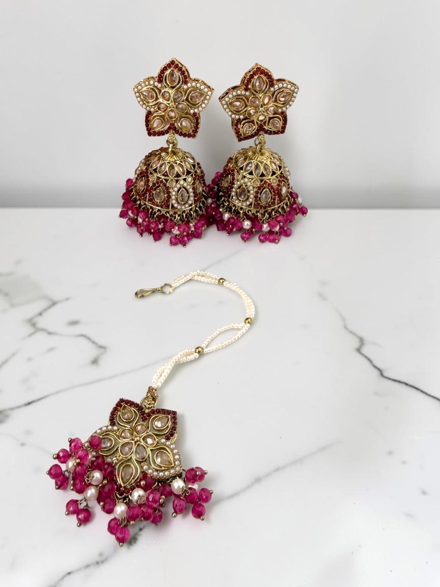 Jhanak झनक Jhumka & Tika Set in Magenta