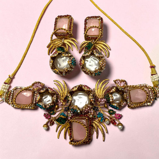 Dilan Turkish Choker Set in Pink