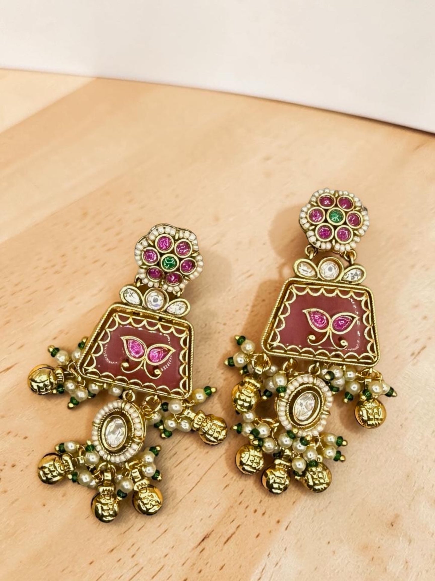 Jyoti ज्योति Heritage Earrings in Pink