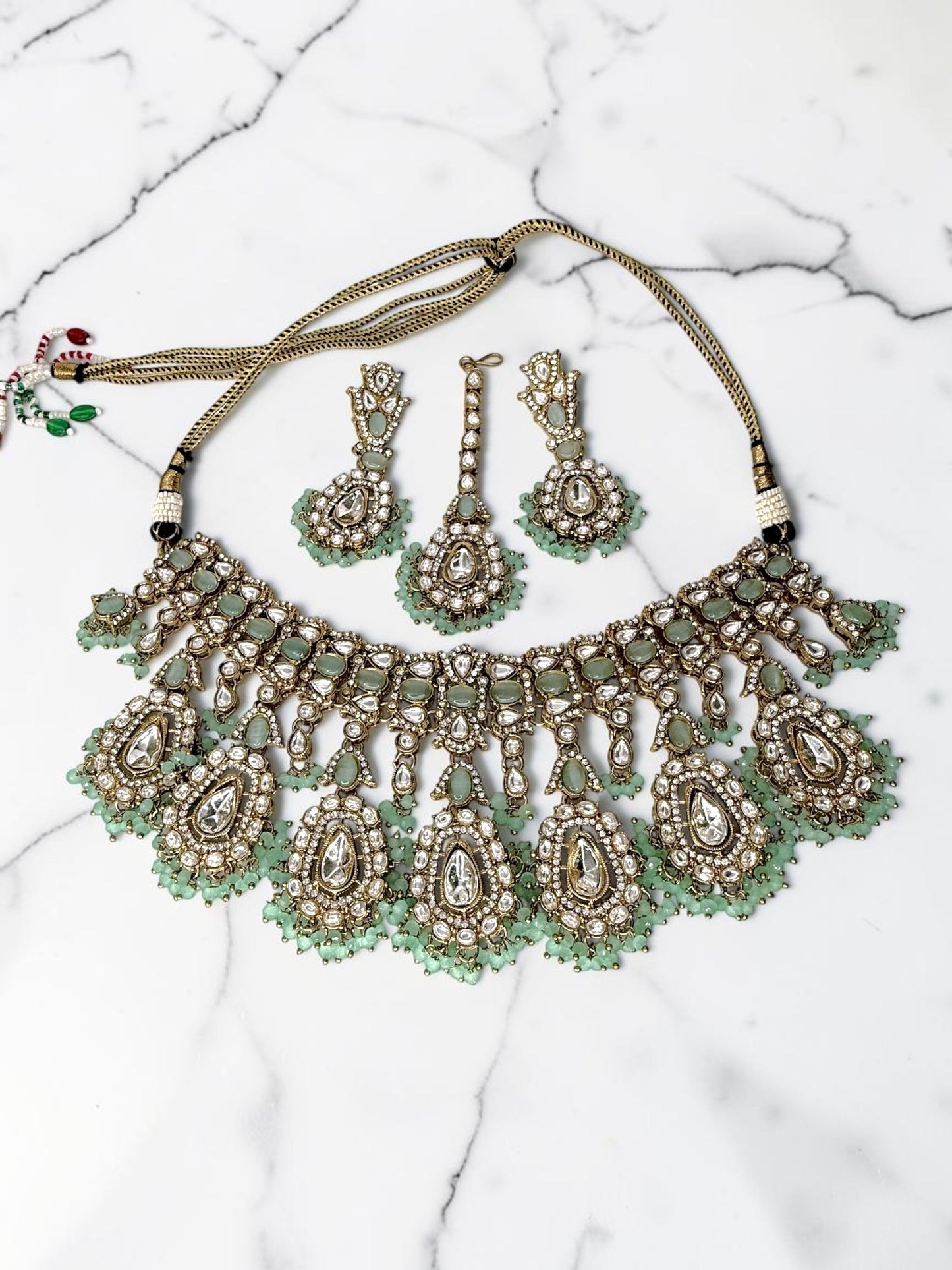 Sharanya शरण्या Kundan Bridal Set in Mint