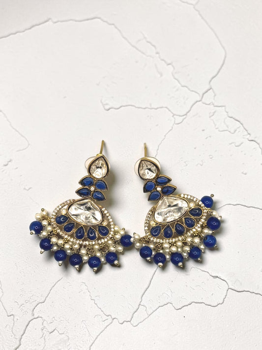 Fatinah فاتنة Kundan Earrings in Blue