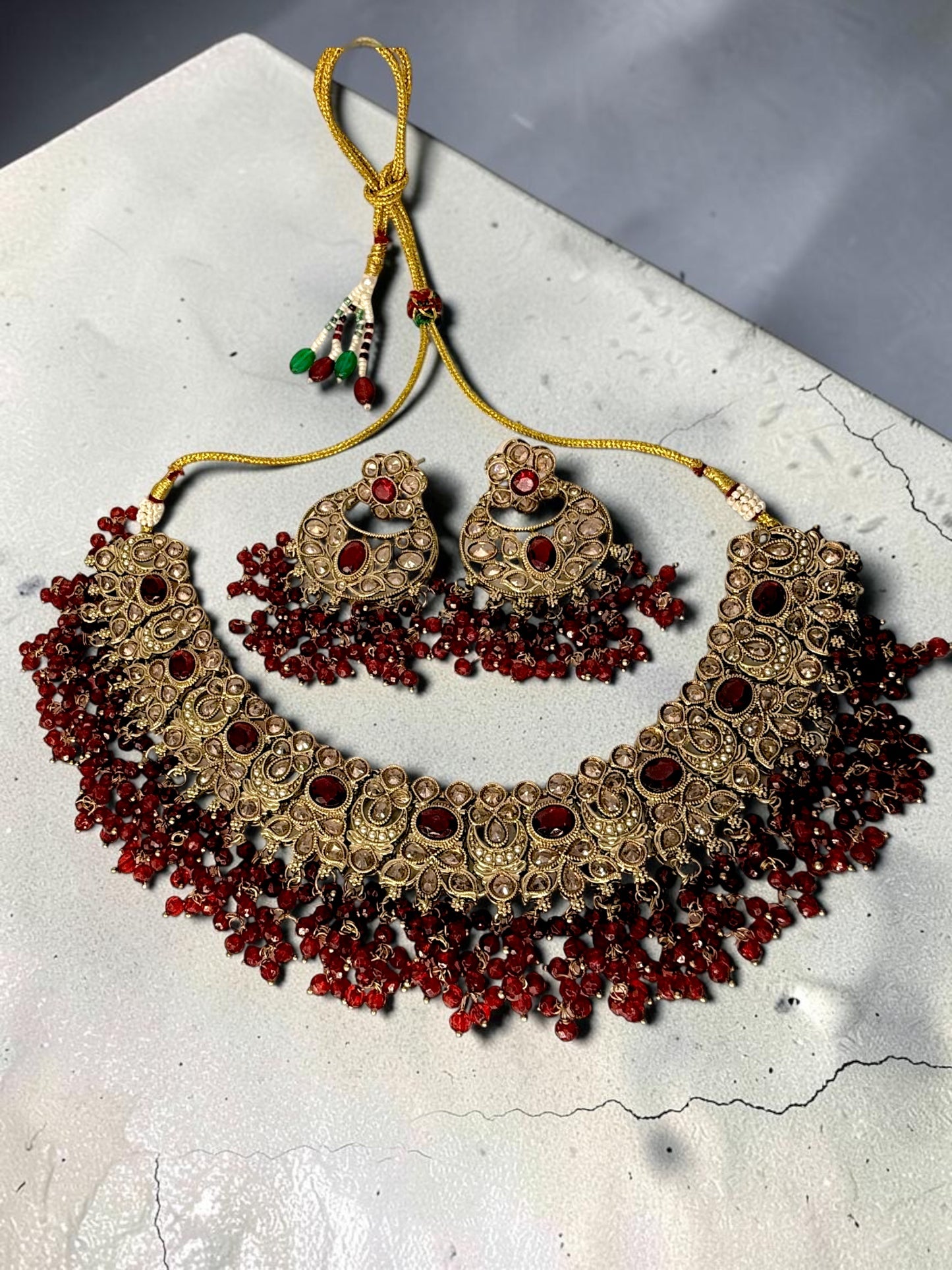 Anurita अनुरिता Polki Bridal Set in Maroon