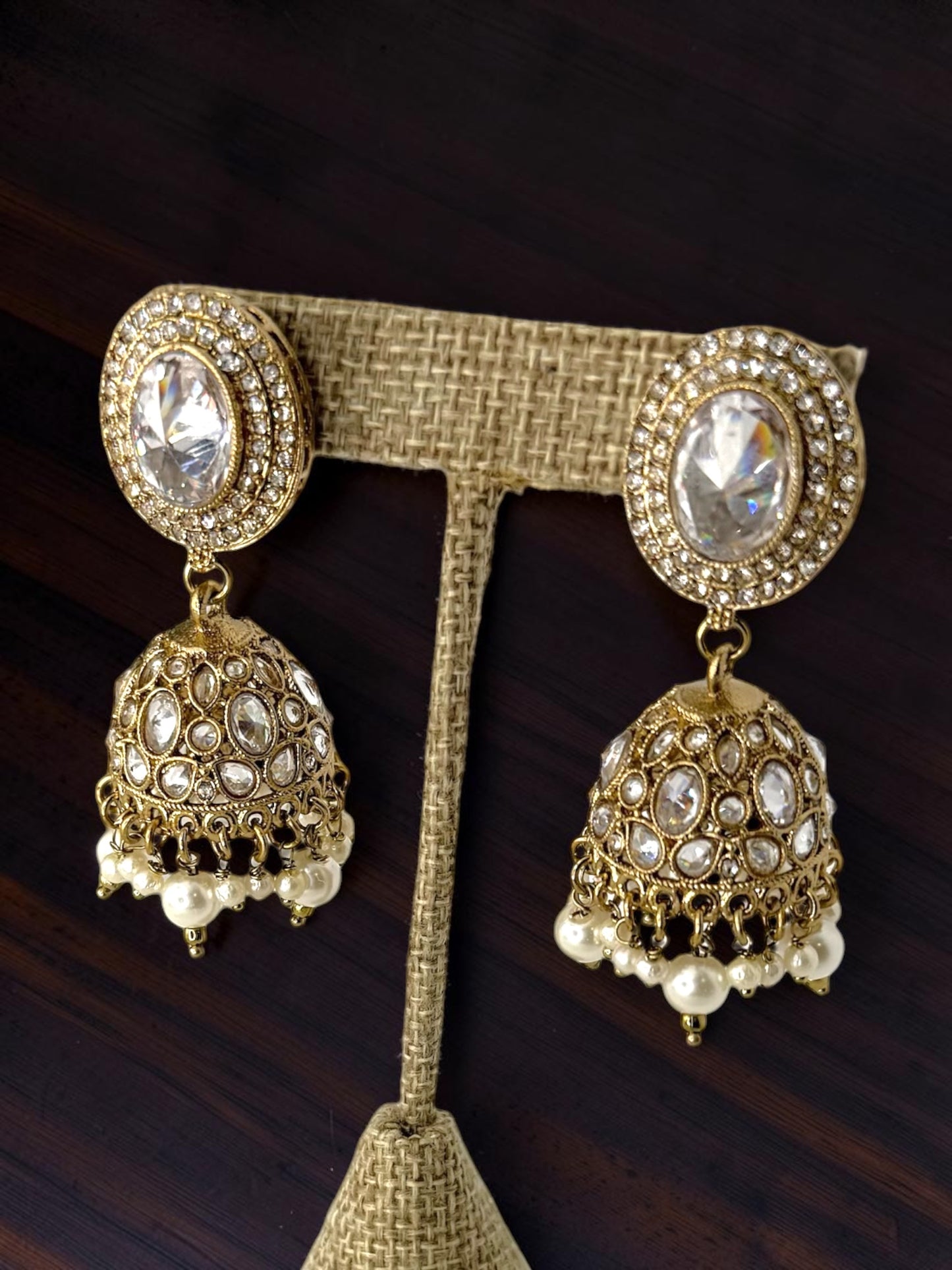 Ghina غنى Polki Bridal Set in Gold with White Stones
