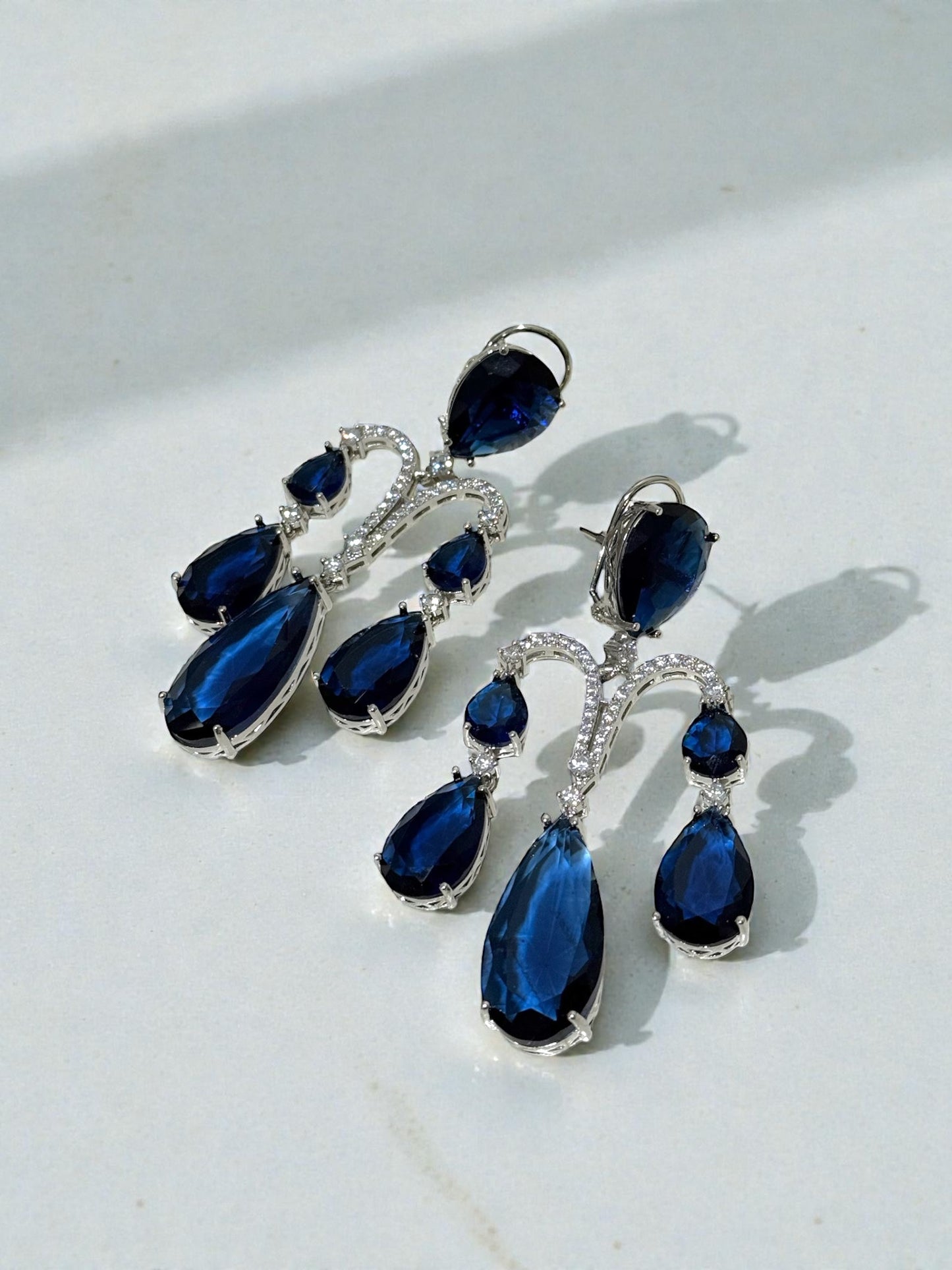 Jawhara جوهرة American Diamond Earrings in Blue