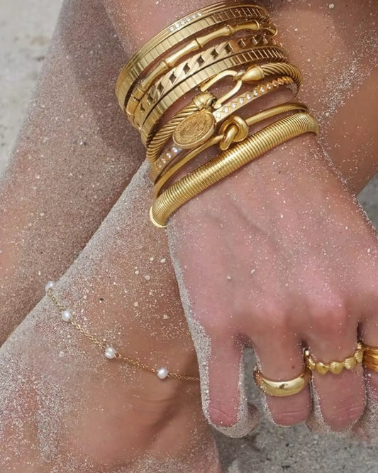 Sonam सोनम 18K Gold Plated Pearl Anklet