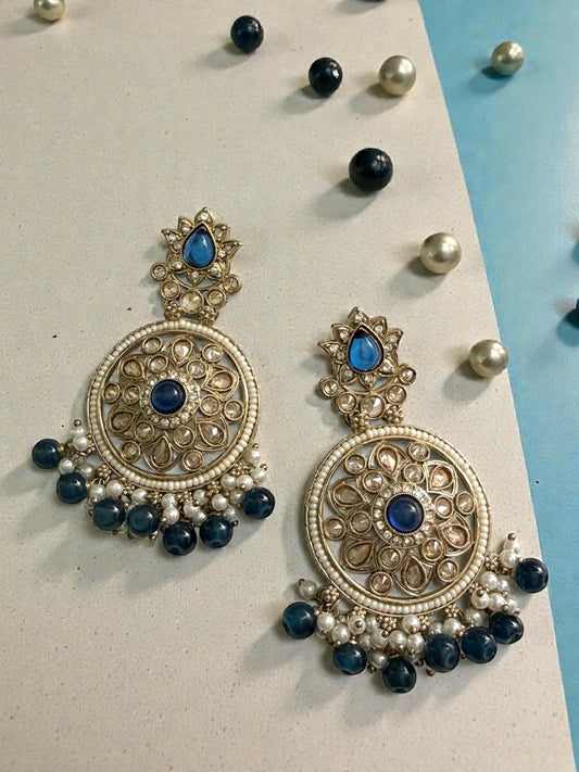 Aamina آمنة Polki Earrings in Blue