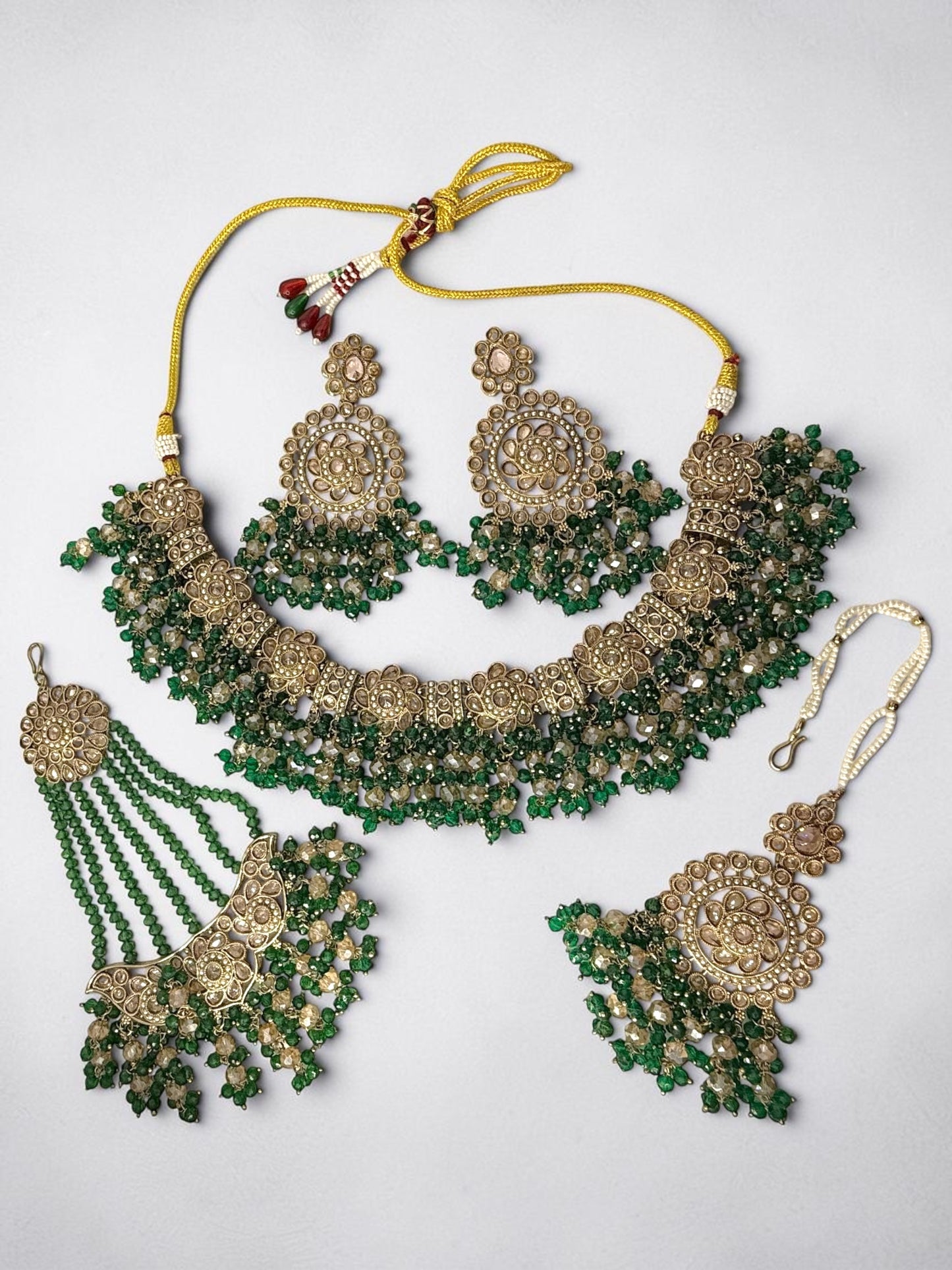 Hajar هاجر Polki Bridal Set in Green