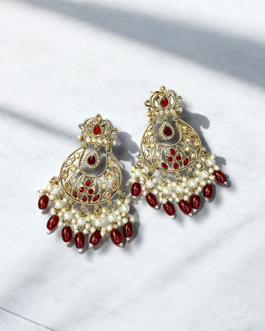 Yumna يمنى Earrings in Red