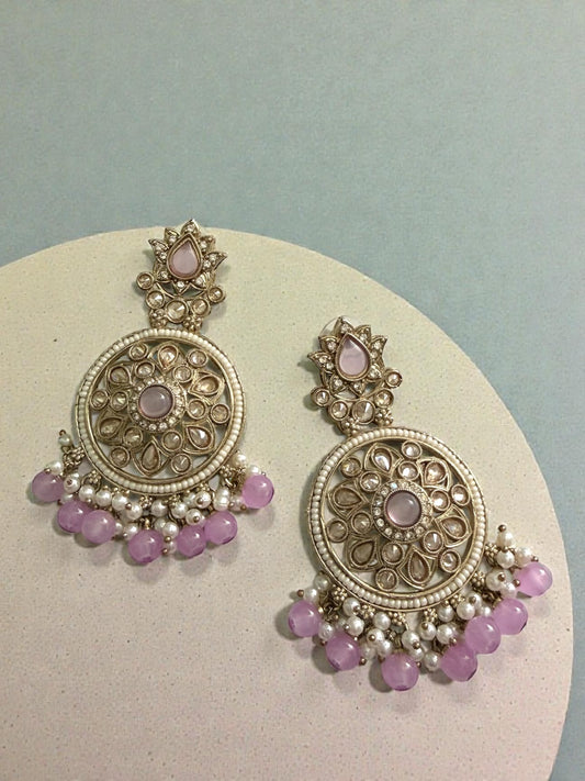 Aamina آمنة Polki Earrings in Lavender
