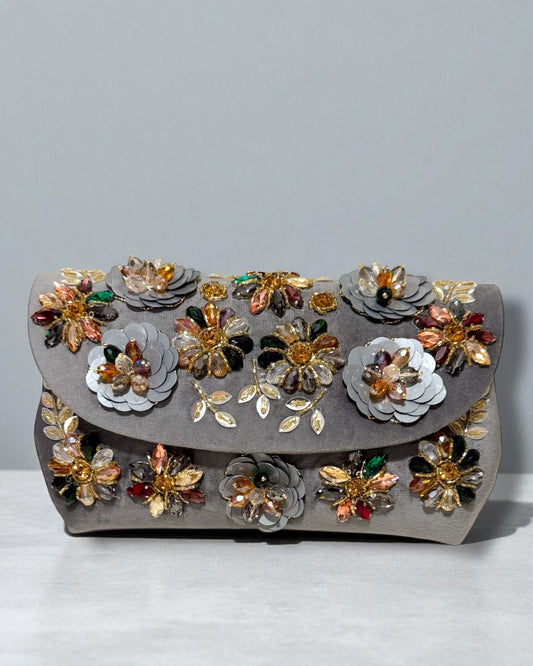 Azra عَذْراء Floral Bag in Grey