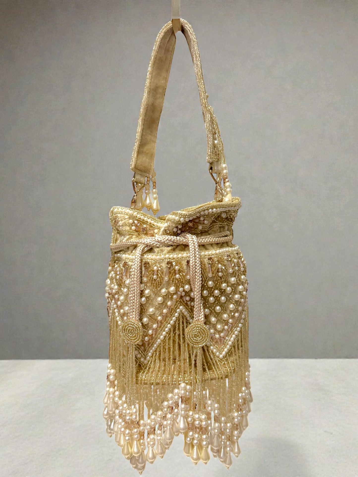 Jasleen जसलीन Beaded Potli Bag in Gold