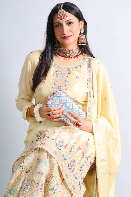 Jasmine चमेली Floral Printed Clutch