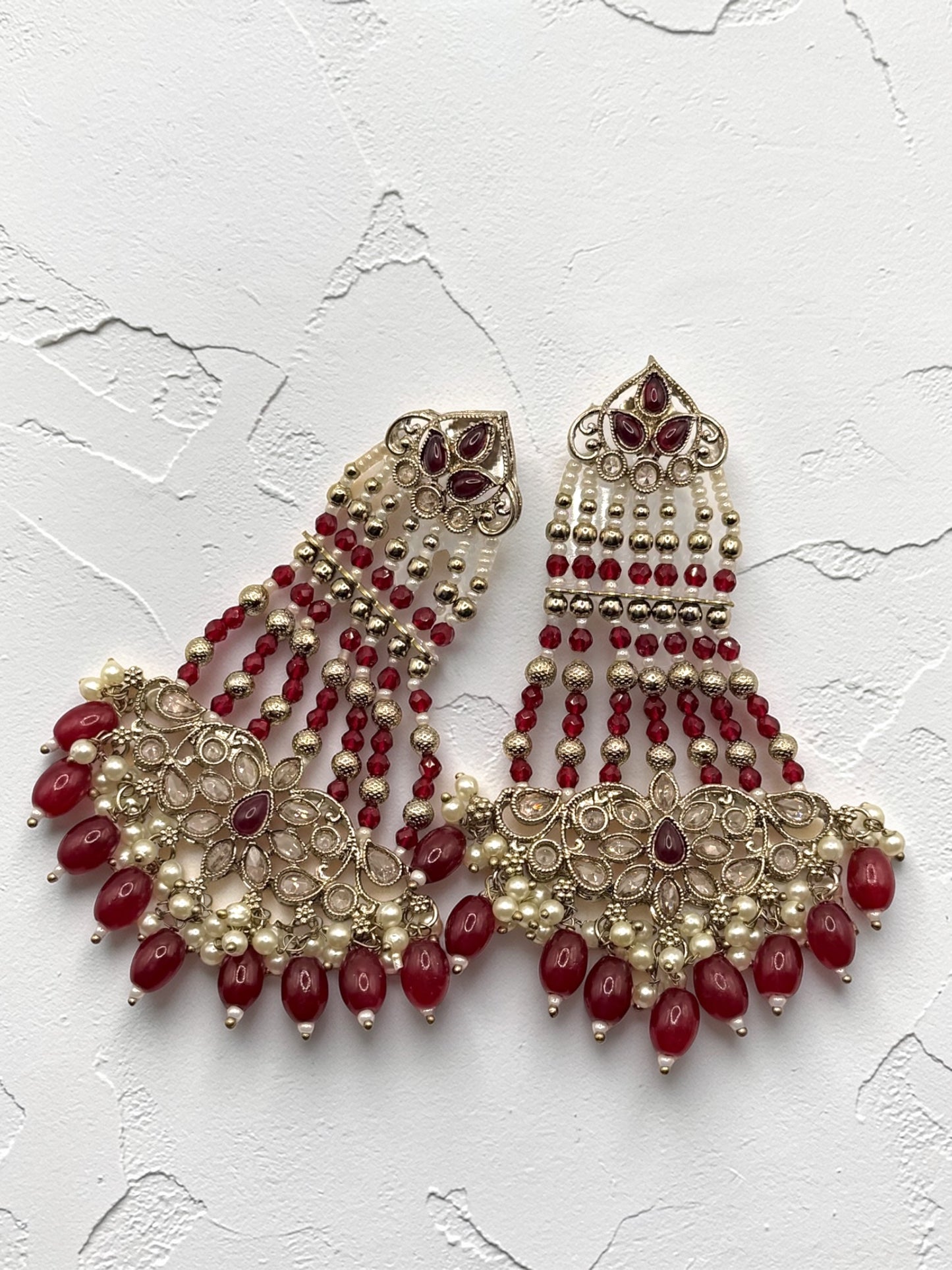 Disha दिशा Polki Earrings in Maroon