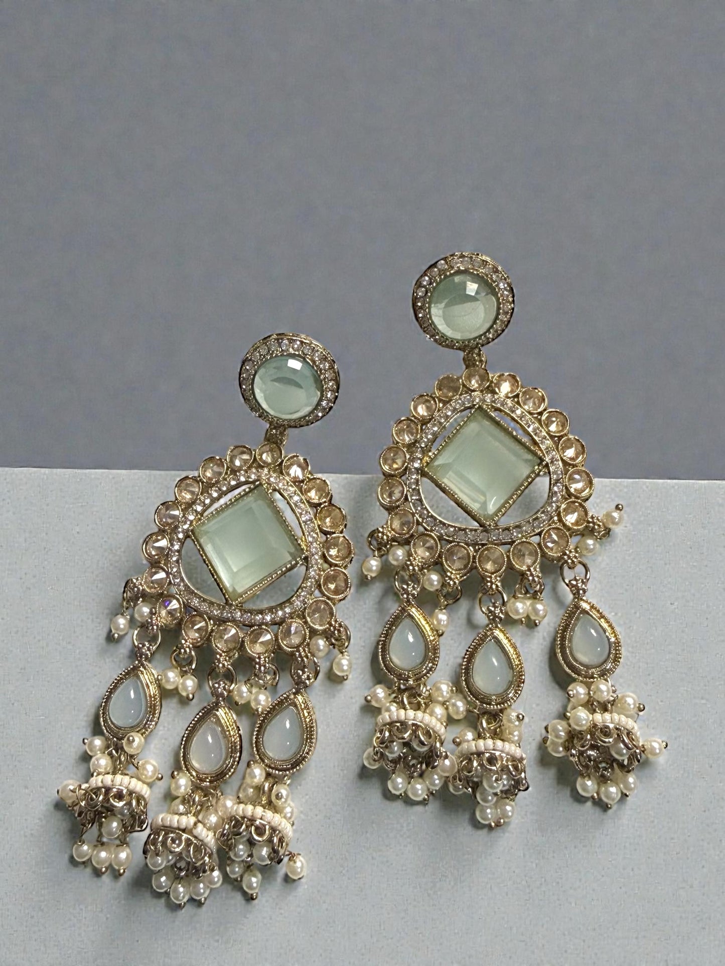 Iqra اقرأ Polki Earrings in Ice Blue
