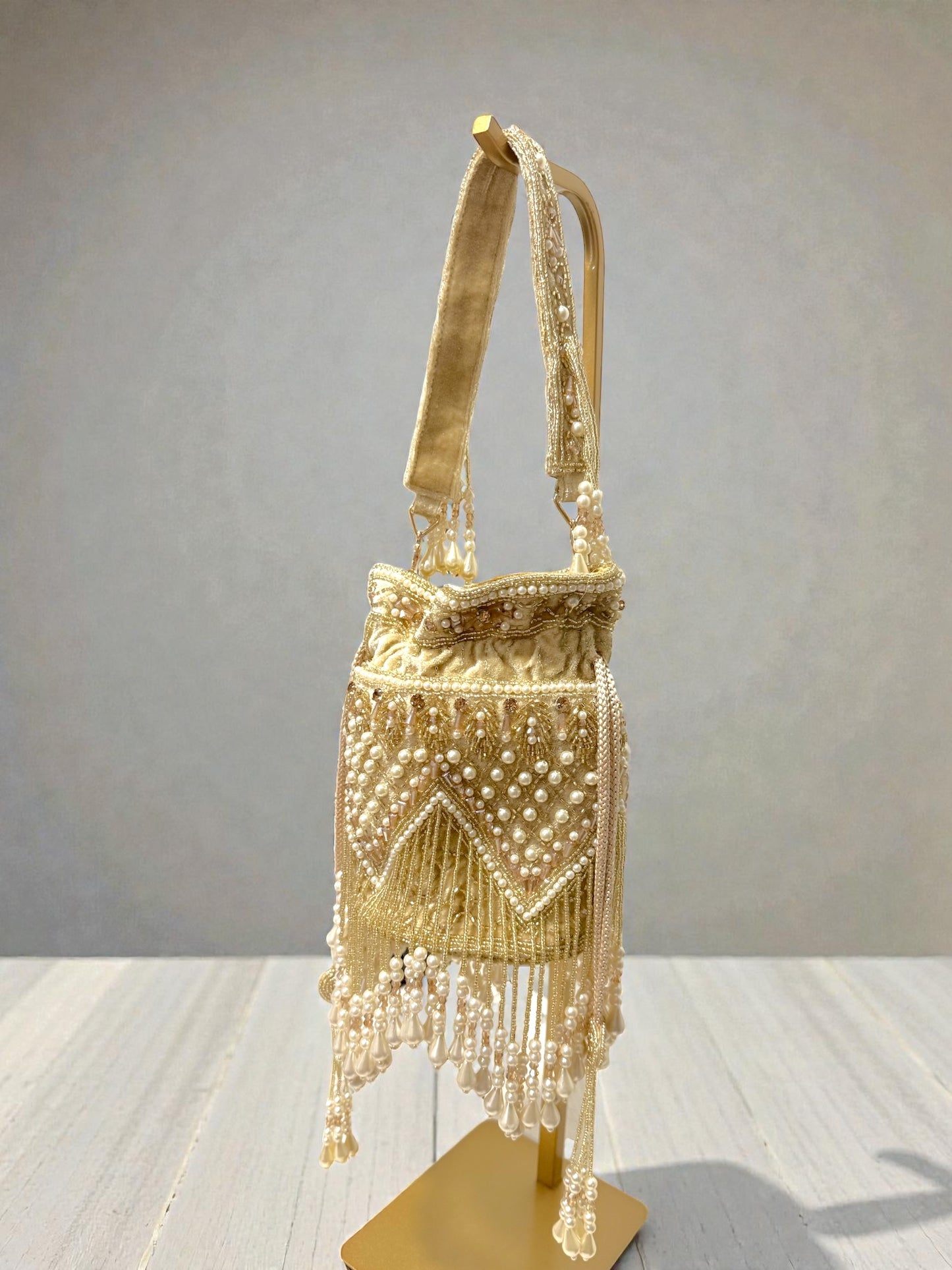 Jasleen जसलीन Beaded Potli Bag in Gold