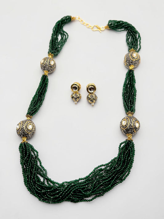 Aarna आर्णा Mala Set in Green