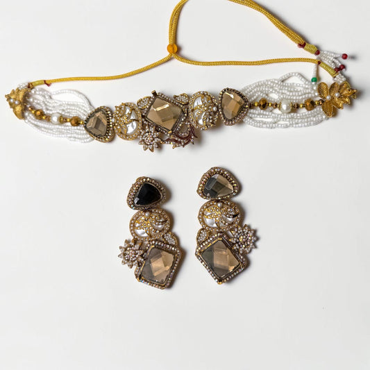 Damla Turkish Choker Set in Gold