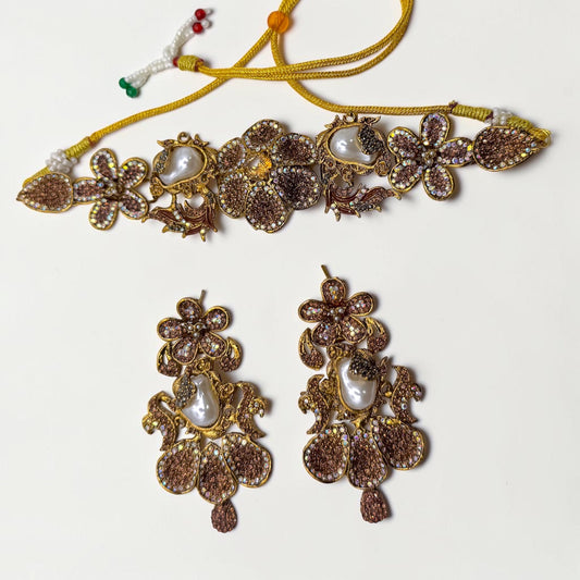 Melike Turkish Choker Set in Bronze