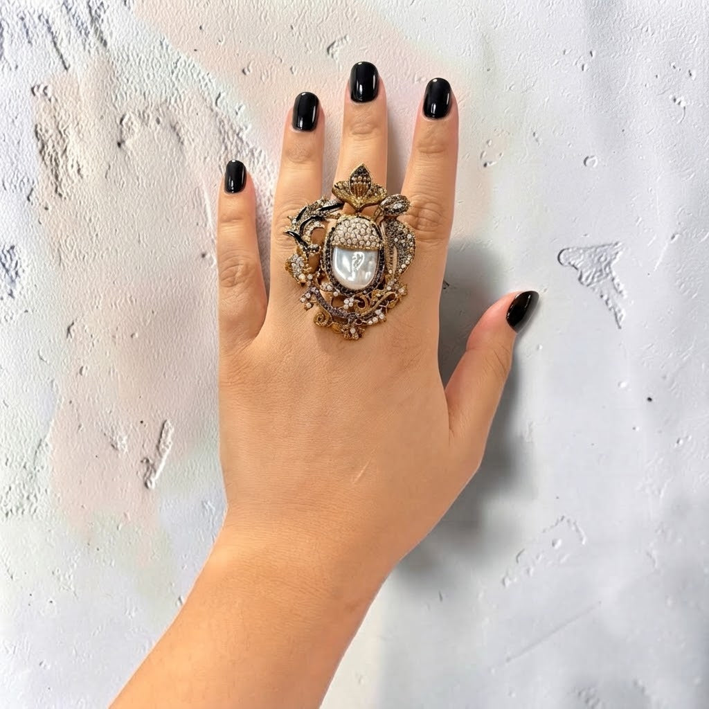 Zeliha Turkish Ring in Black