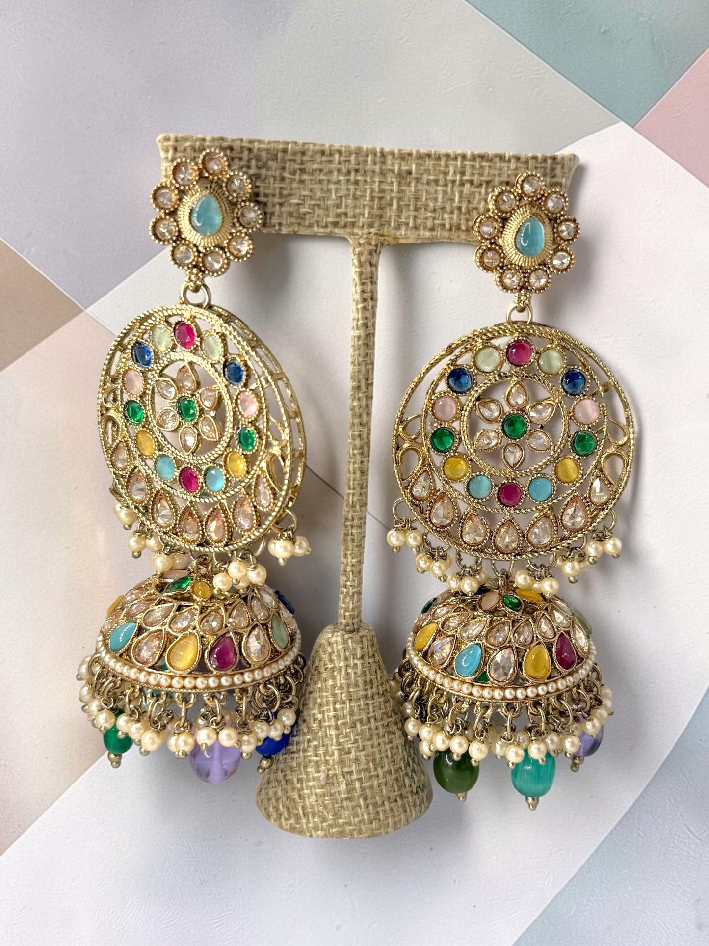 Sabira صابرة Premium Diamond Polki Bridal Set in Multicolor