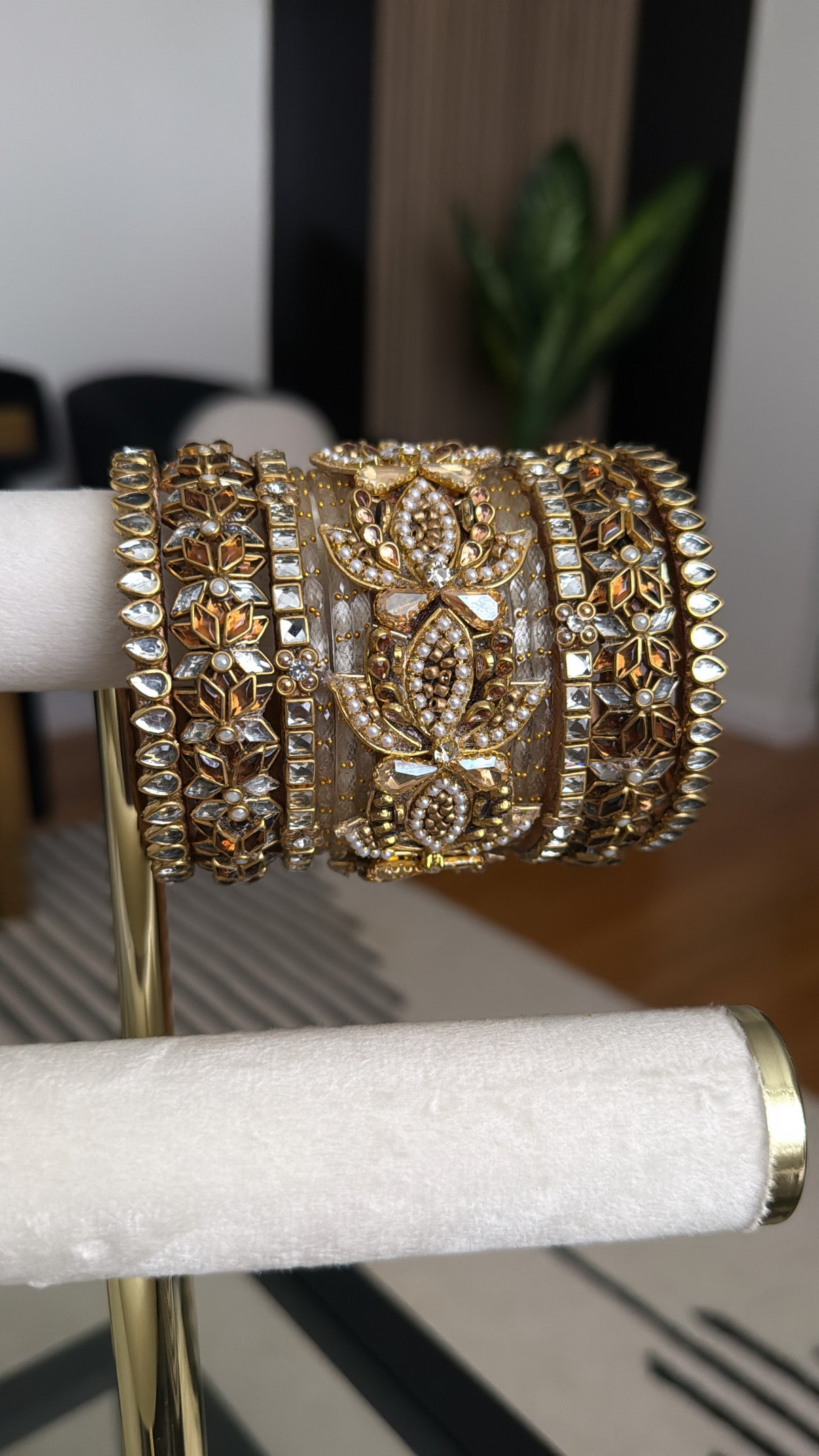 Radhika राधिका Bridal Handmade Glass Bangles in White Gold