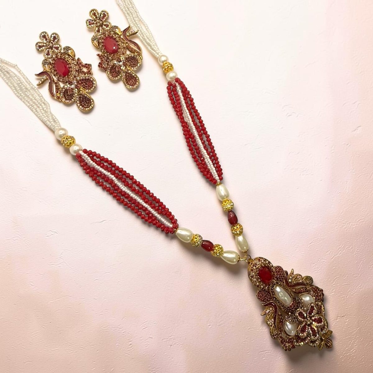 Pakize Turkish Mala Set in Red