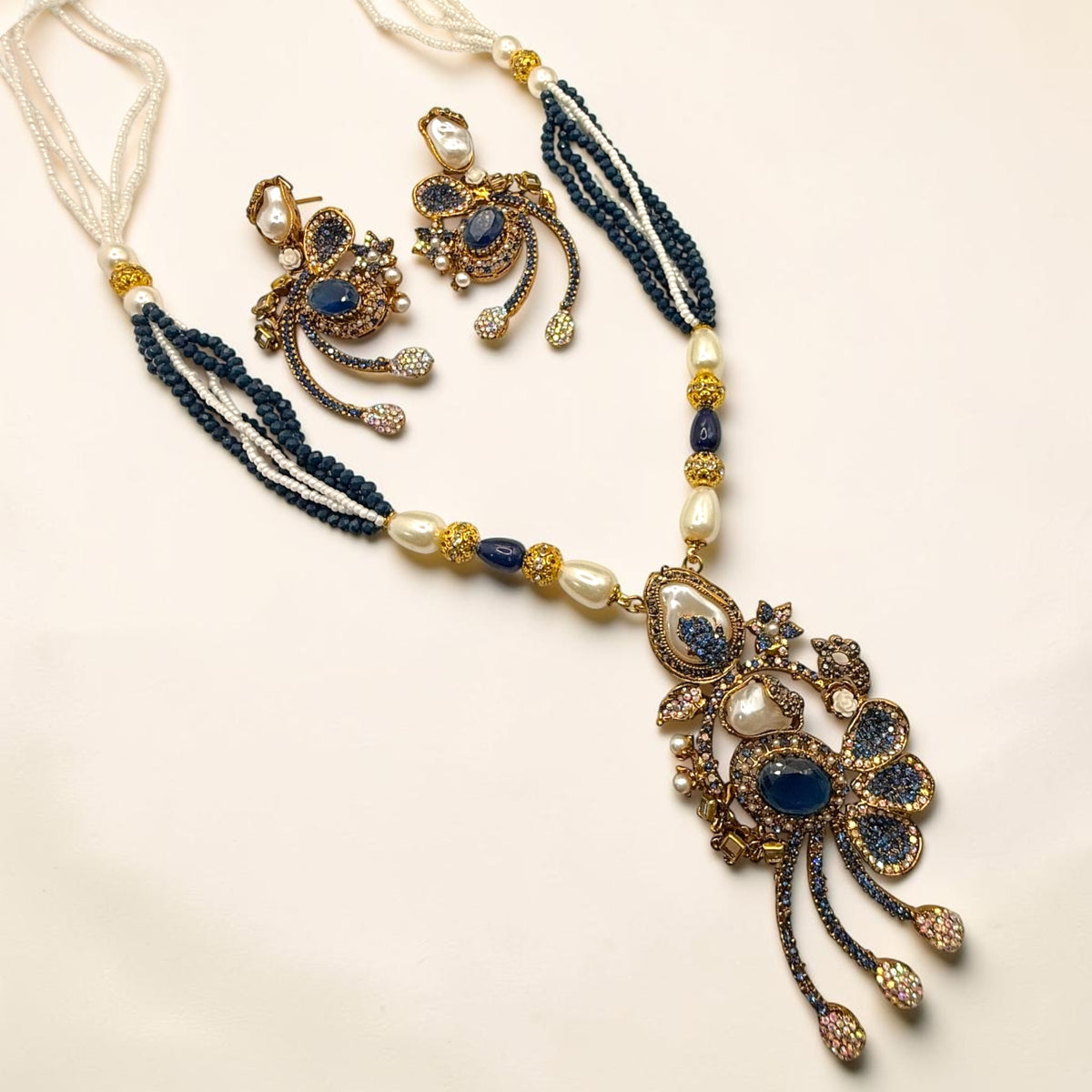 Kübra Turkish Mala Set in Blue