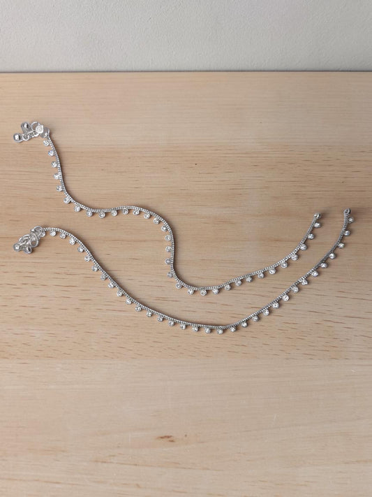 Haya حياة Diamond Anklets in Silver