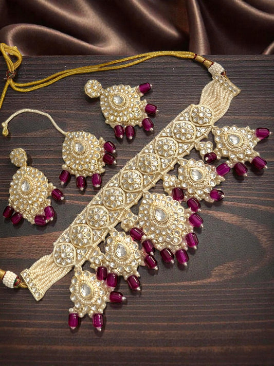 Aya آية Kundan Choker Set in Purple