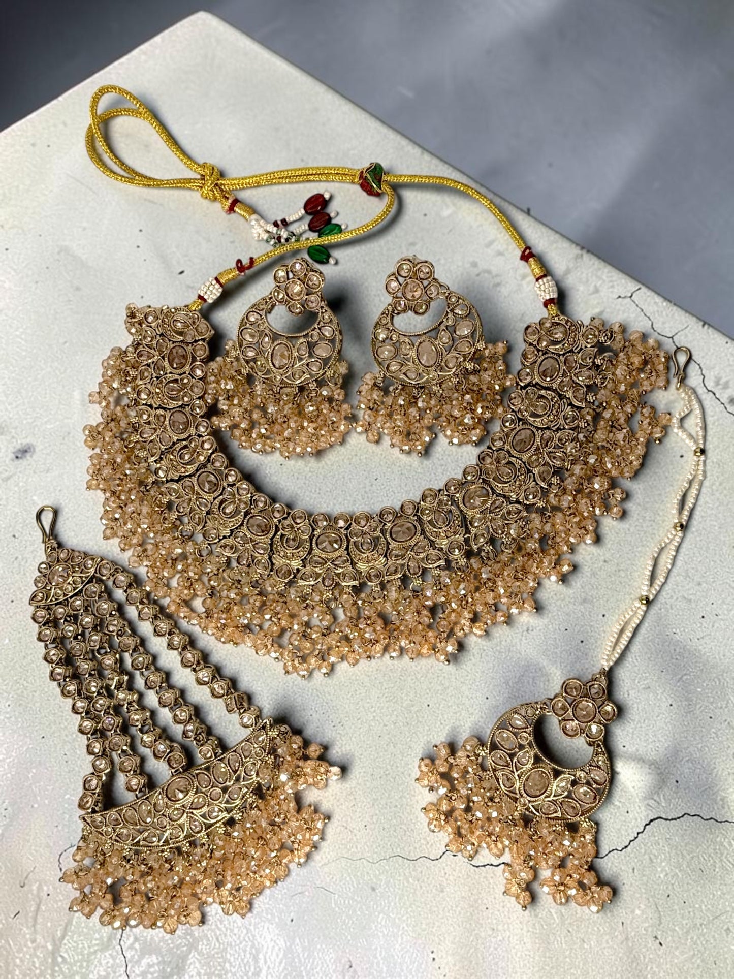 Anurita अनुरिता Polki Bridal Set in Honey Gold