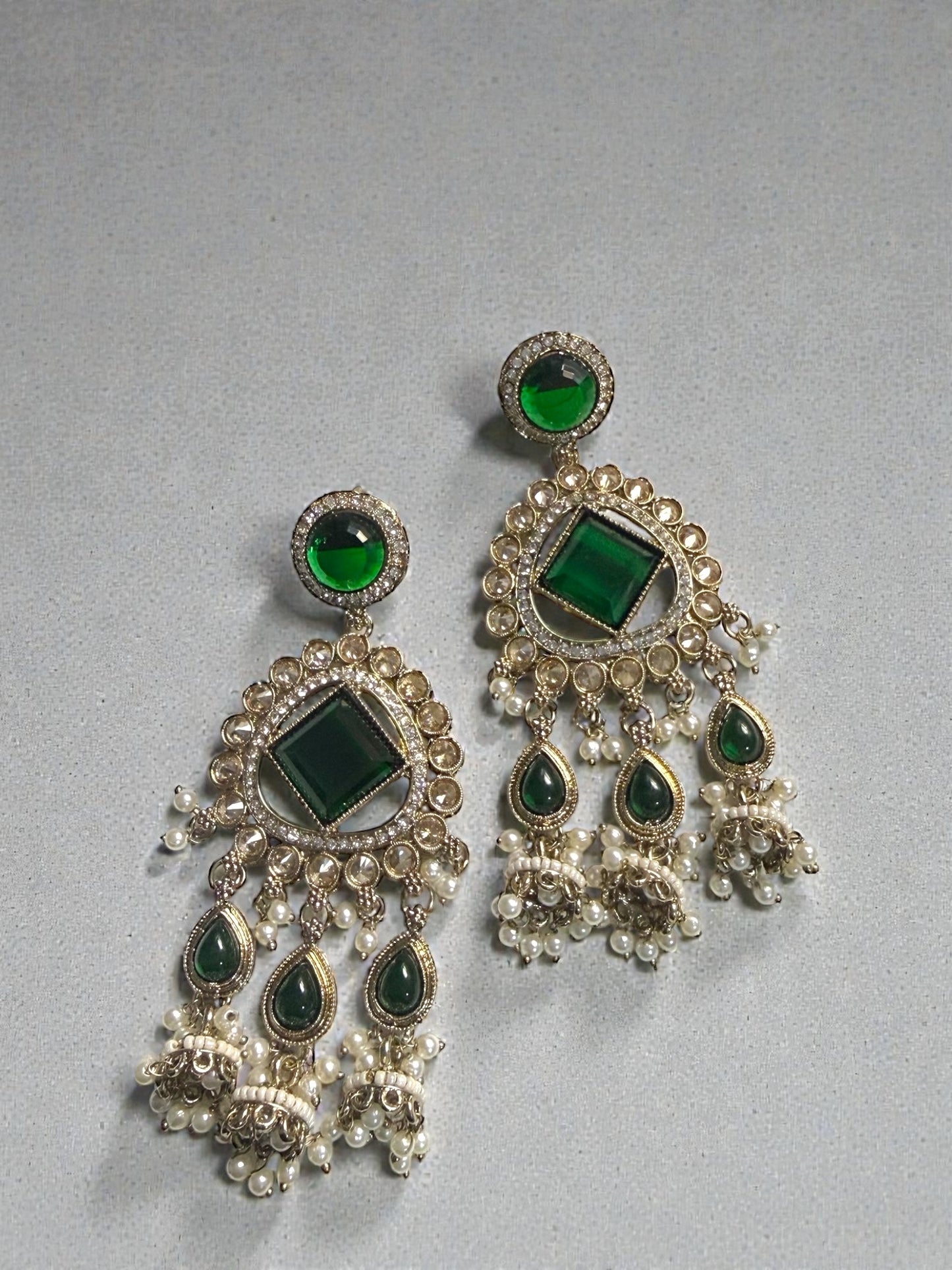 Iqra اقرأ Polki Earrings in Green