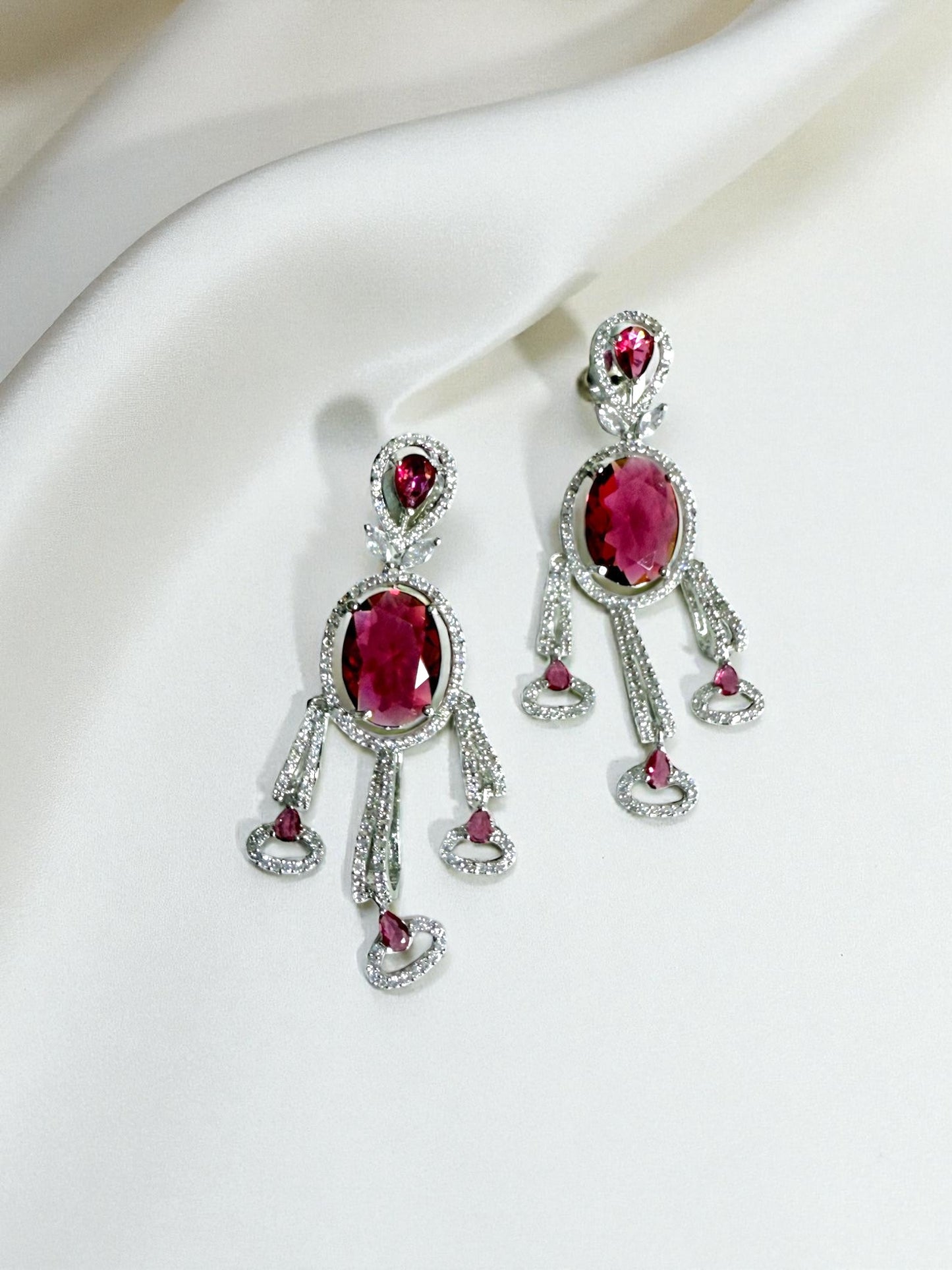 Isra إسراء American Diamond Earrings in Ruby