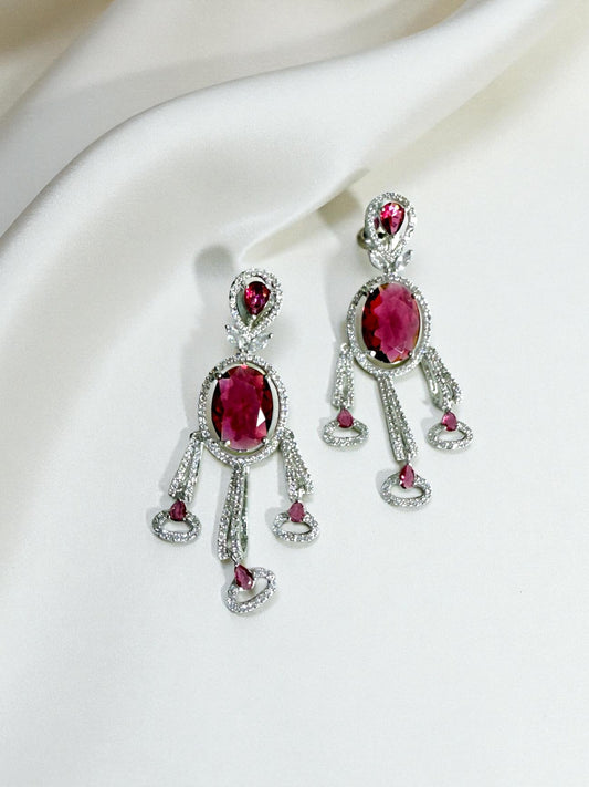 Isra إسراء American Diamond Earrings in Ruby