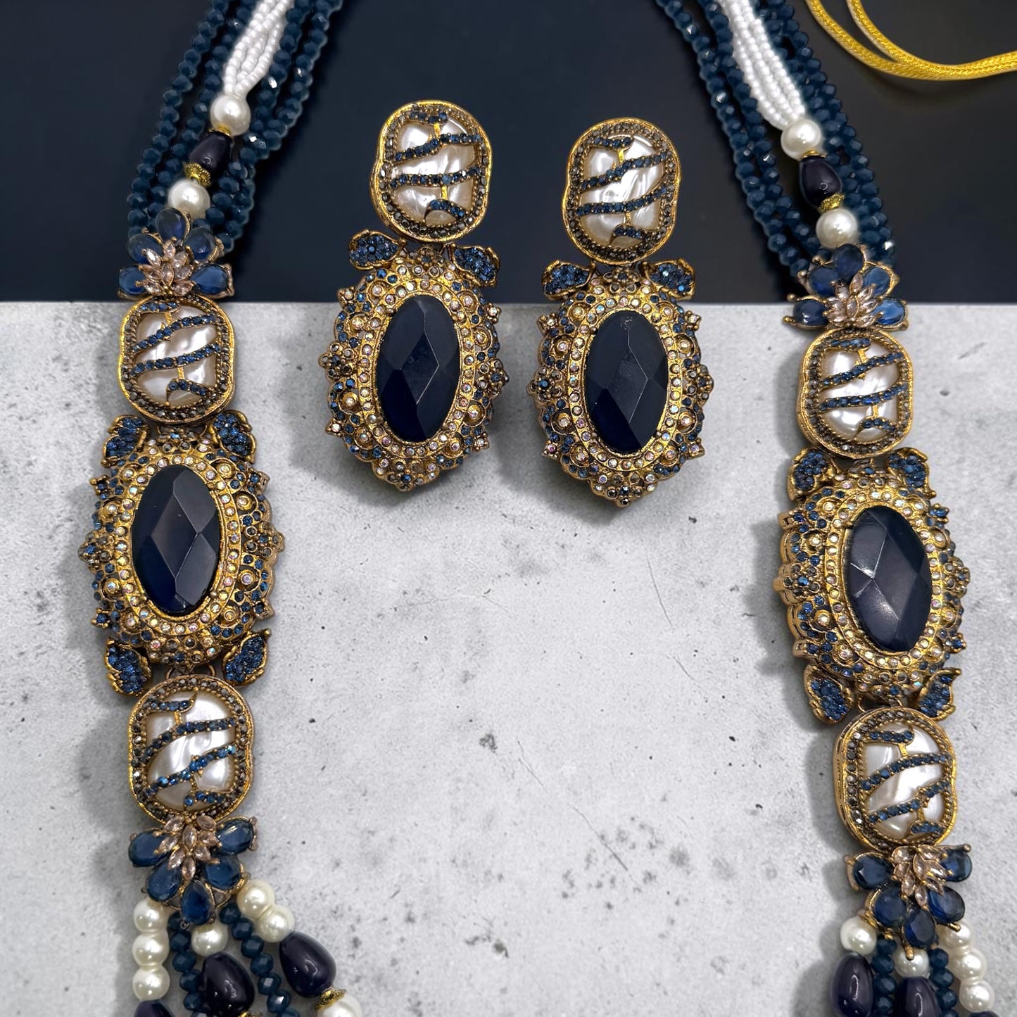 Ayşe Turkish Mala Set in Navy Blue