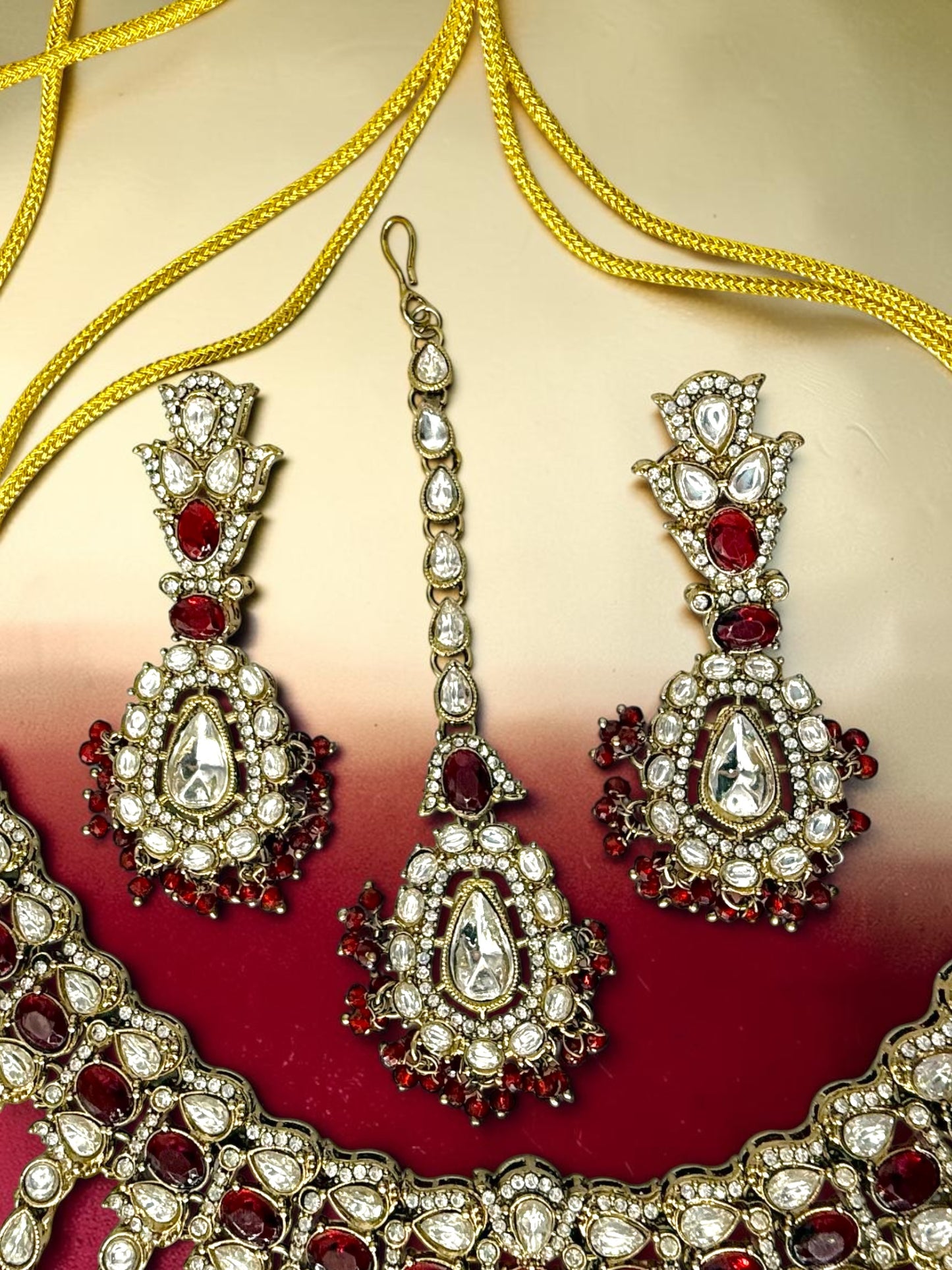 Sharanya शरण्या Kundan Bridal Set in Maroon