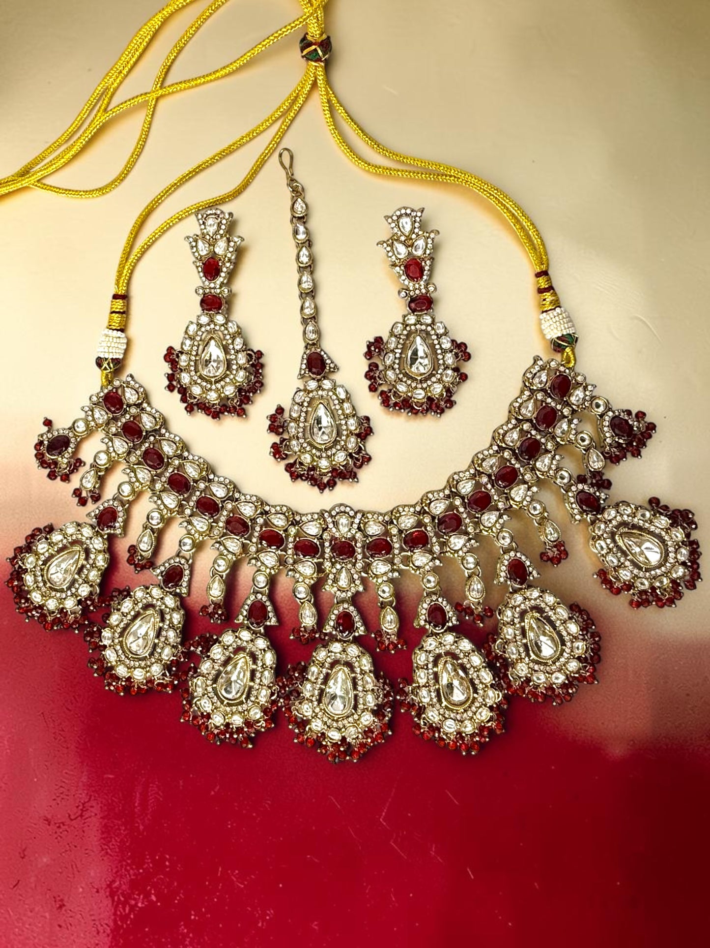 Sharanya शरण्या Kundan Bridal Set in Maroon