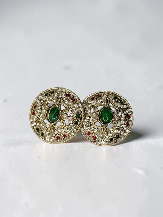 Shanvi शान्वी Studs in Ruby and Green