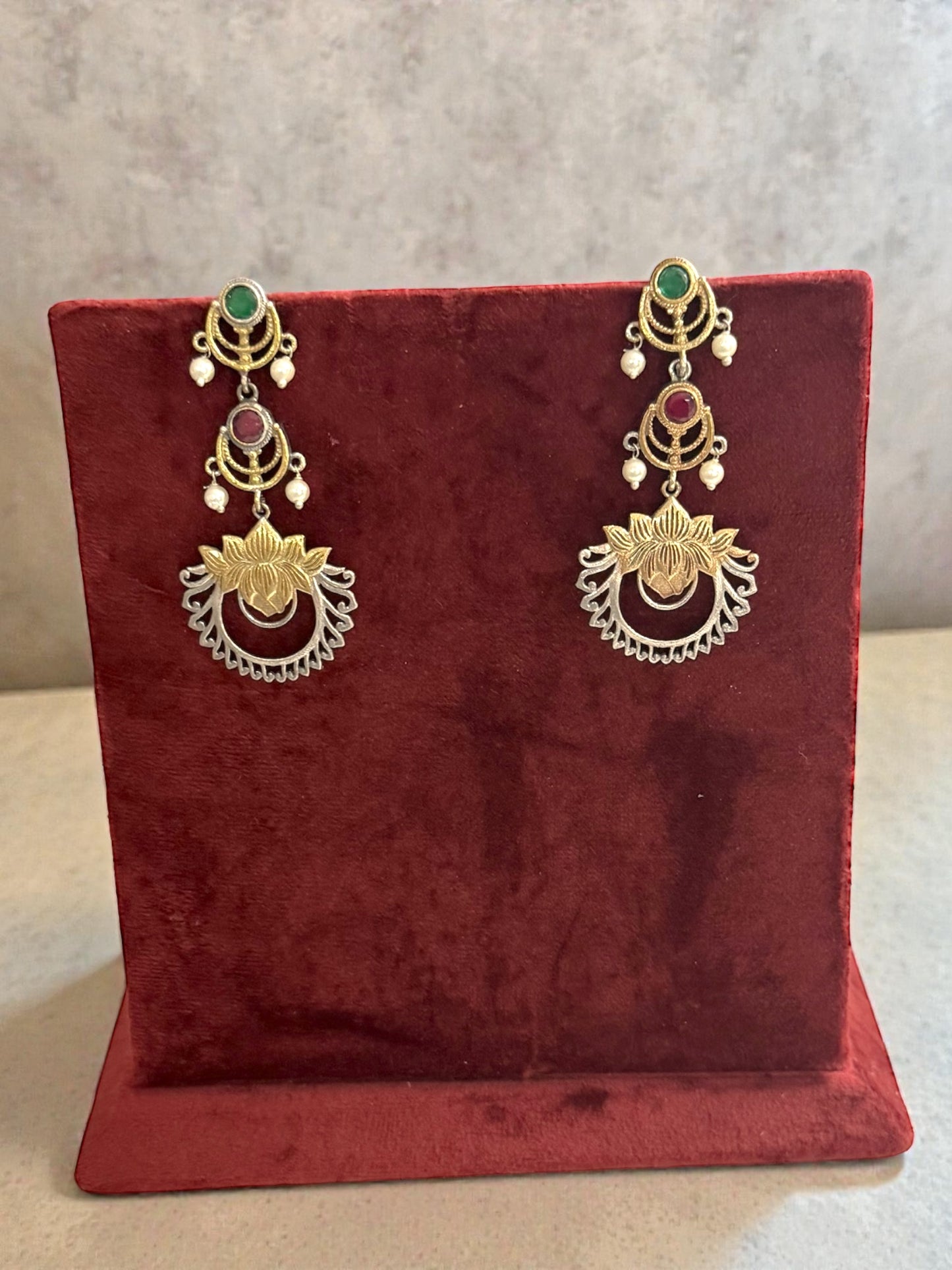 Rina رينا Dual-Tone Silver Plated Earrings in Multicolor