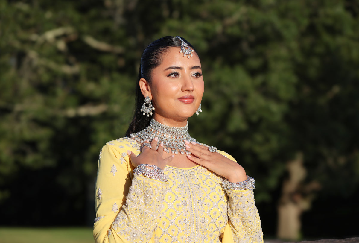Eiman إيمان Polki Bridal Set in Silver