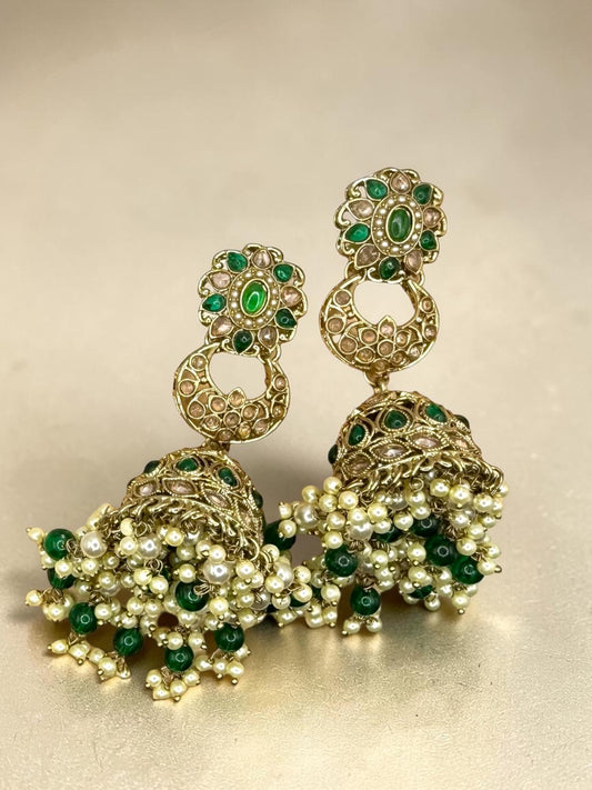 Deepa दीपा Jhumkay Earrings in Green