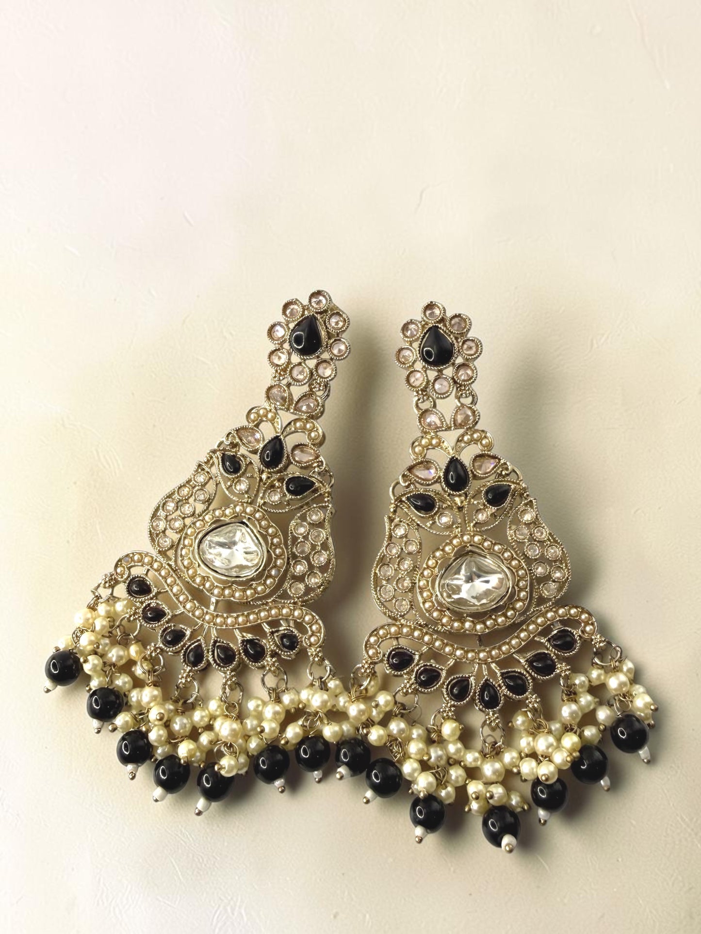 Rishika ऋषिका Polki Kundan Earrings in Black