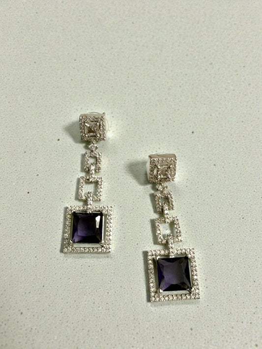 Nashwa نشوى American Diamond Earrings in Purple