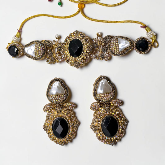 Alara Turkish Choker Set in Black