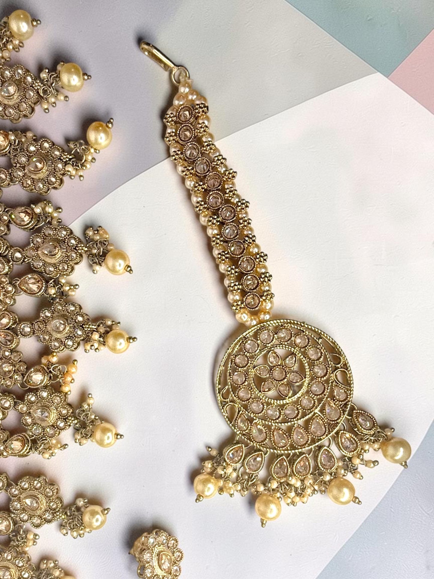 Sabira صابرة Premium Diamond Polki Bridal Set in Gold