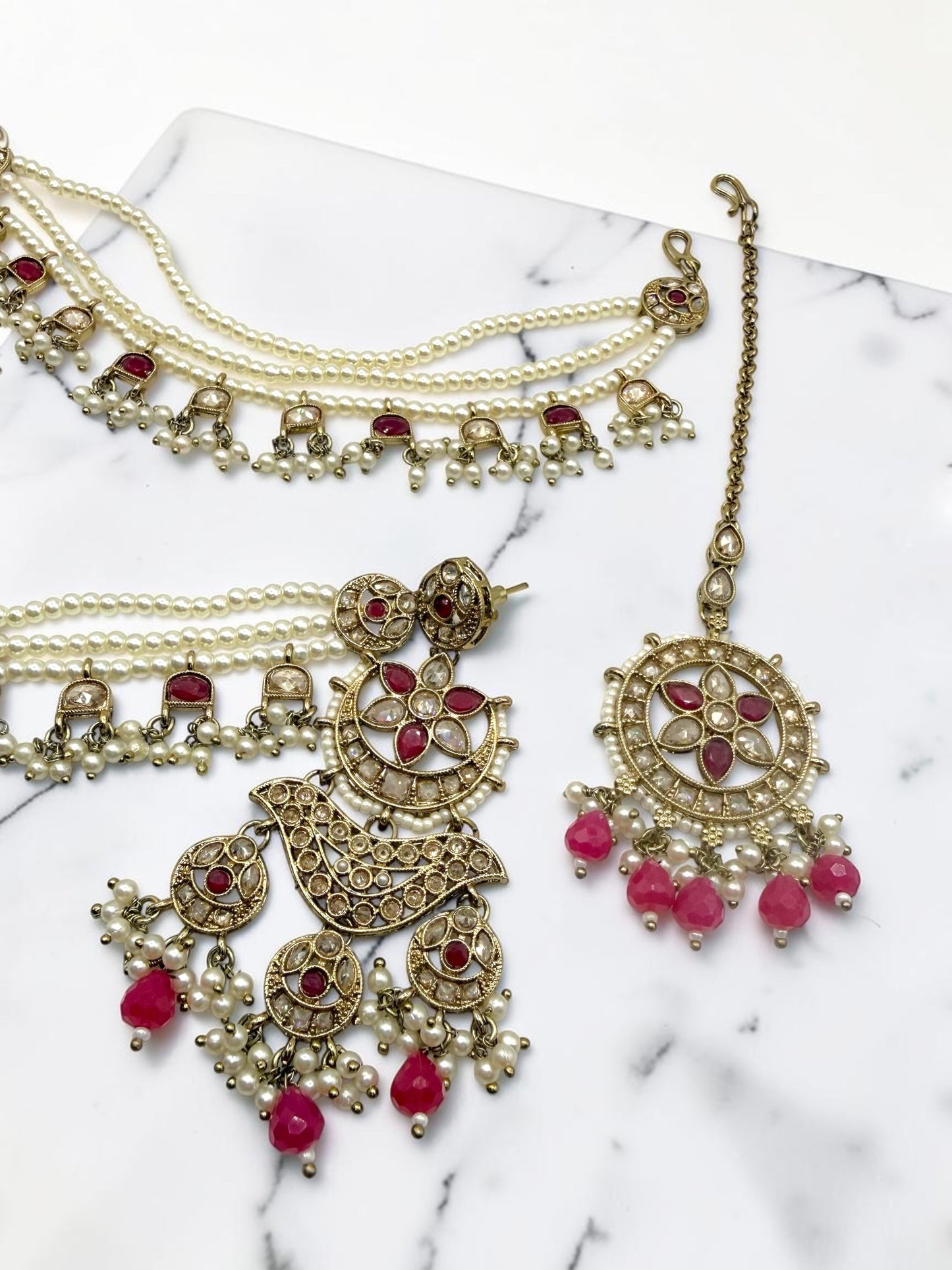 Ambalika अंबालिका Polki Earring Saharay in Hot Pink