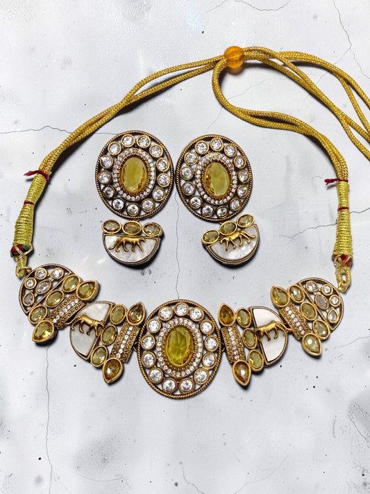Sabyasachi Inspired Choker Set in Yellow